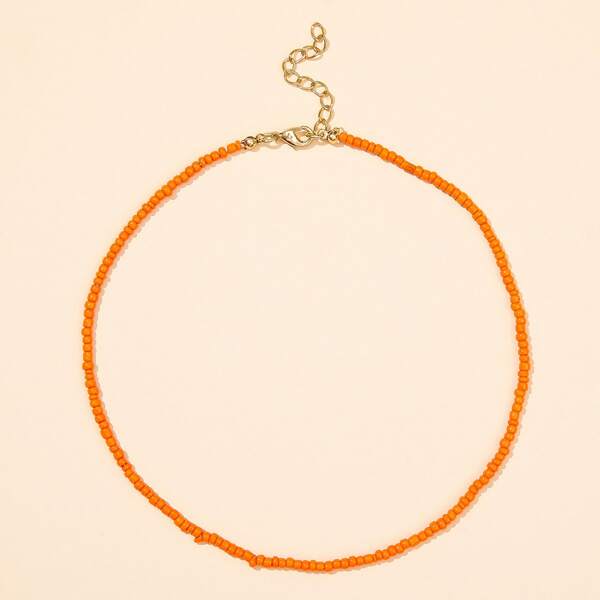 

Simple Beaded Necklace, Orange