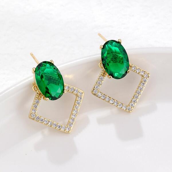 

Zircon Decor Geometric Earrings, Multicolor