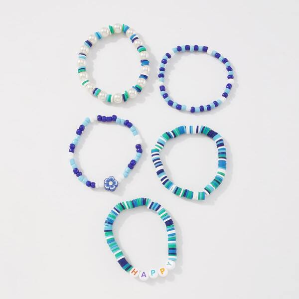 

5pcs Beaded Bracelet, Multicolor