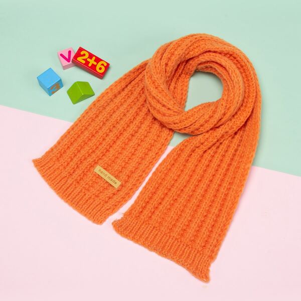 

Toddler Girls Label Patched Scarf, Orange
