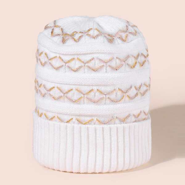 

Geometric Detail Beanie, White