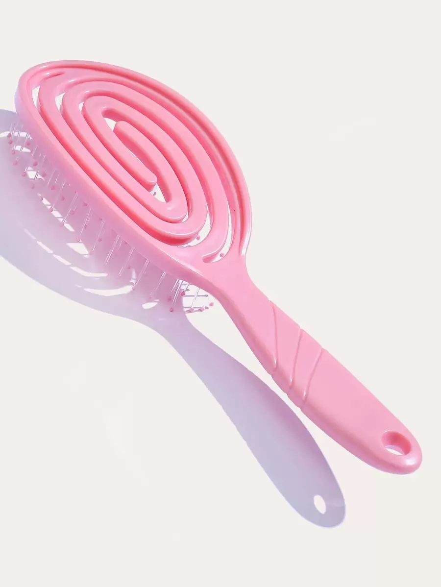 1入組肋骨梳鏤空髮刷，帶超軟梳齒頭皮按摩梳，頭髮造型順髮劑，快速吹乾，輕鬆穿過纏結，髮刷適合濕/幹/長而濃密捲發女士，男士，兒童 - 淺粉色 - 查看 1