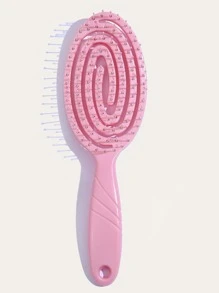 1入組肋骨梳鏤空髮刷，帶超軟梳齒頭皮按摩梳，頭髮造型順髮劑，快速吹乾，輕鬆穿過纏結，髮刷適合濕/幹/長而濃密捲發女士，男士，兒童 - 淺粉色 - 查看 2