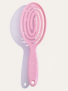 1入組肋骨梳鏤空髮刷，帶超軟梳齒頭皮按摩梳，頭髮造型順髮劑，快速吹乾，輕鬆穿過纏結，髮刷適合濕/幹/長而濃密捲發女士，男士，兒童 - 淺粉色 - 查看 3