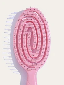1入組肋骨梳鏤空髮刷，帶超軟梳齒頭皮按摩梳，頭髮造型順髮劑，快速吹乾，輕鬆穿過纏結，髮刷適合濕/幹/長而濃密捲發女士，男士，兒童 - 淺粉色 - 查看 5