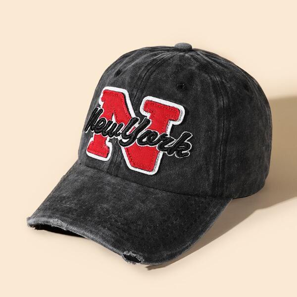 

Letter Embroidered Baseball Cap, Black