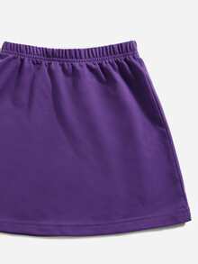 Niñas con letra con con estampado de mariposa Sudadera & Falda - Morado - Ver 4