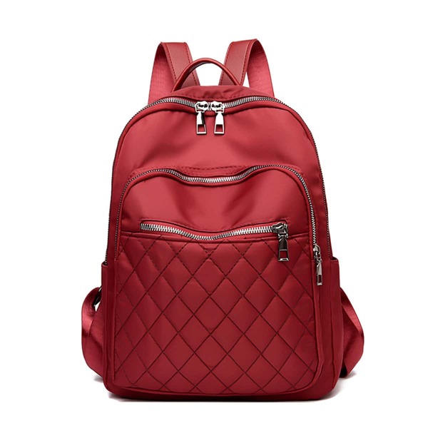 

Minimalist Quilted Backpack, Red
