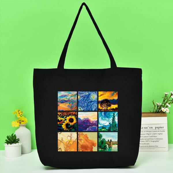 

Painting Graphic Shopper Bag, Black