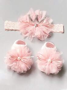 Băng đô trang trí cho bé và tất 1 cặp - Hồng - Xem 2