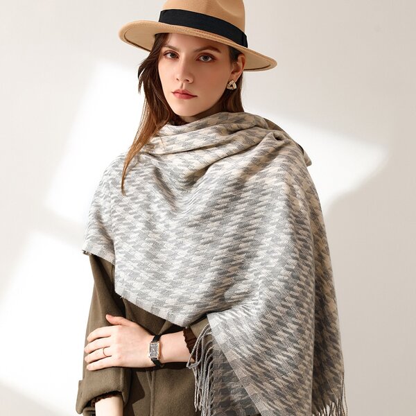 

Fringe Hem Color Block Scarf, Multicolor
