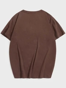 Hombres Camiseta unicolor de manga corta - Café integral - Ver 2