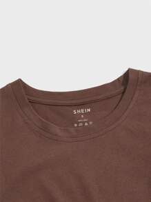 Hombres Camiseta unicolor de manga corta - Café integral - Ver 4