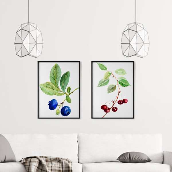 

2pcs Berry Pattern Unframed Painting, Multicolor