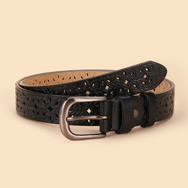 

Hollow Out Buckle Belt, Black