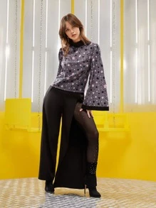 Minow Star Print Flounce Sleeve Blouse - Multicolor - View 3