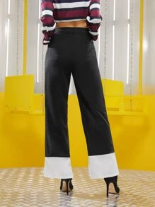 UNDONE Letter Graphic Colorblock Slit Hem Tailored Pants