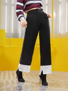 UNDONE Letter Graphic Colorblock Slit Hem Tailored Pants