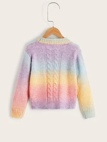 SHEIN 女孩漸層落肩袖套頭毛衣 - 彩色 - 查看 2