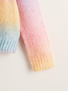 SHEIN 女孩漸層落肩袖套頭毛衣 - 彩色 - 查看 3
