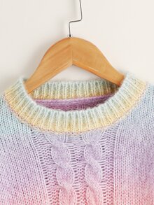 SHEIN 女孩漸層落肩袖套頭毛衣 - 彩色 - 查看 4