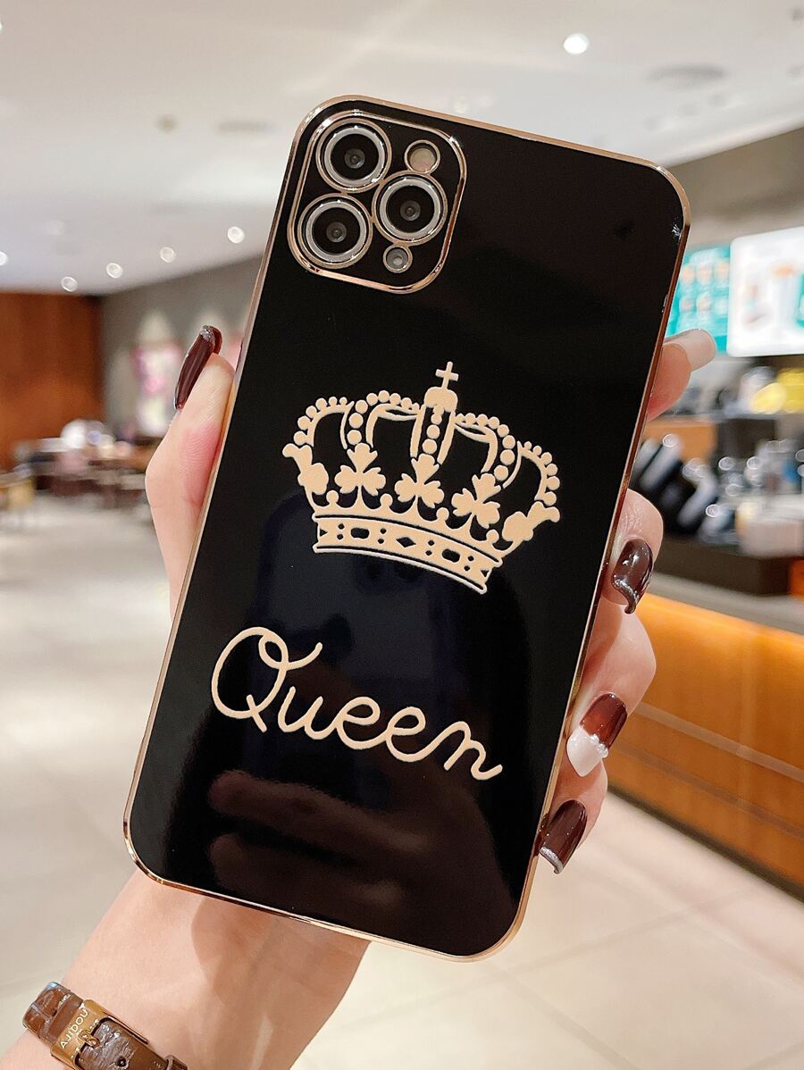 Crown Pattern Electroplated Phone Case Compatible With IPhone 11,IPhone 13,IPhone 14 Pro Max - Black - View 1
