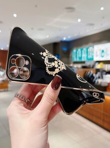 Crown Pattern Electroplated Phone Case Compatible With IPhone 11,IPhone 13,IPhone 14 Pro Max - Black - View 3