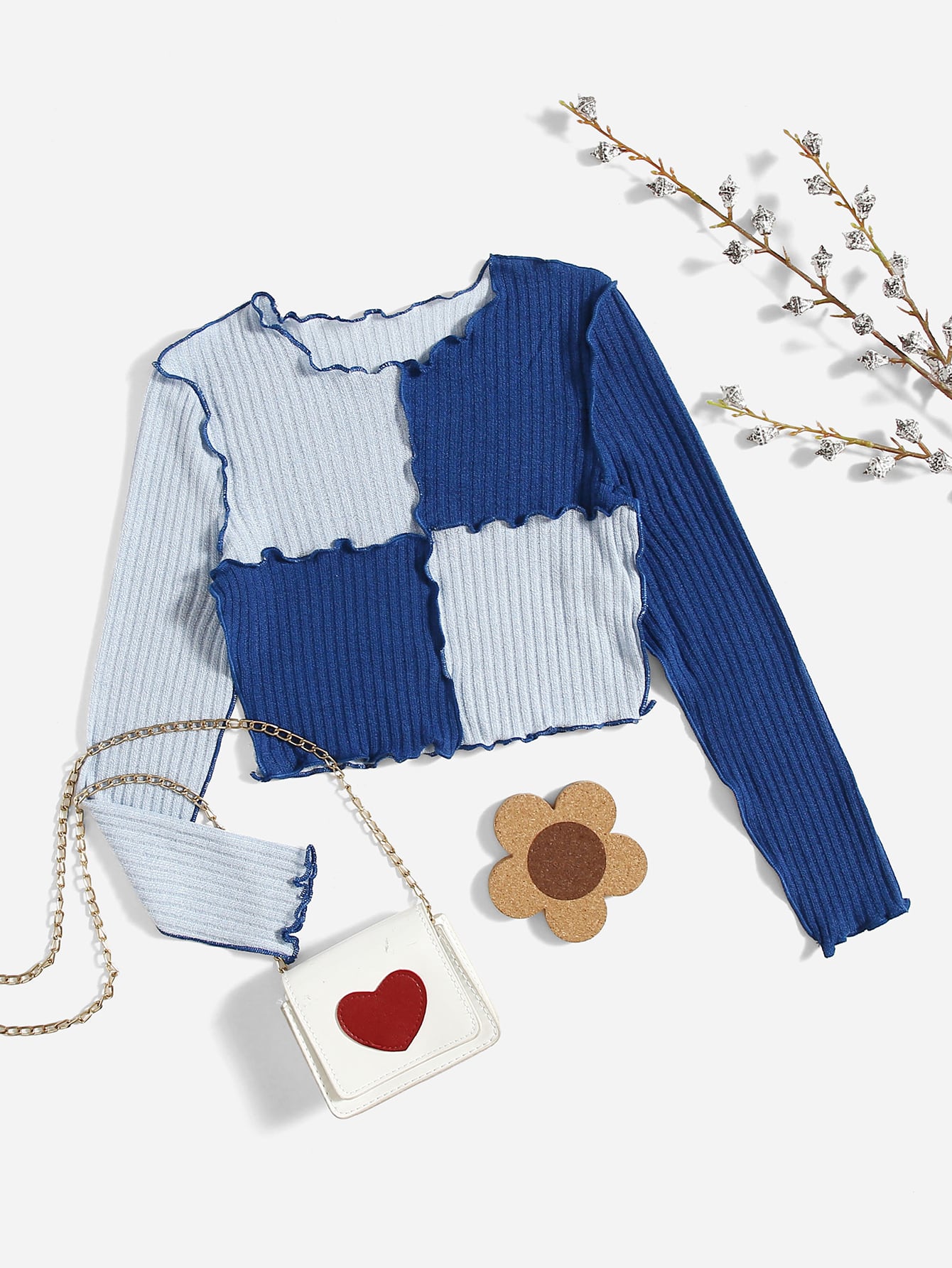 SHEIN Tween Girl Long Sleeve Patchwork Contrast Color Top With ...