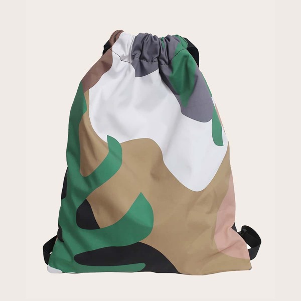 

Men Camo Pattern Drawstring Bag, Multicolor