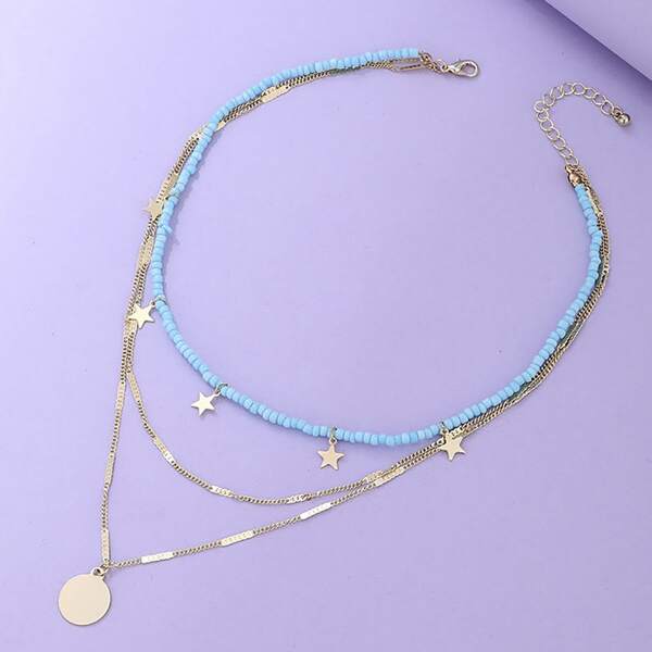 

Star Charm Layered Necklace, Multicolor