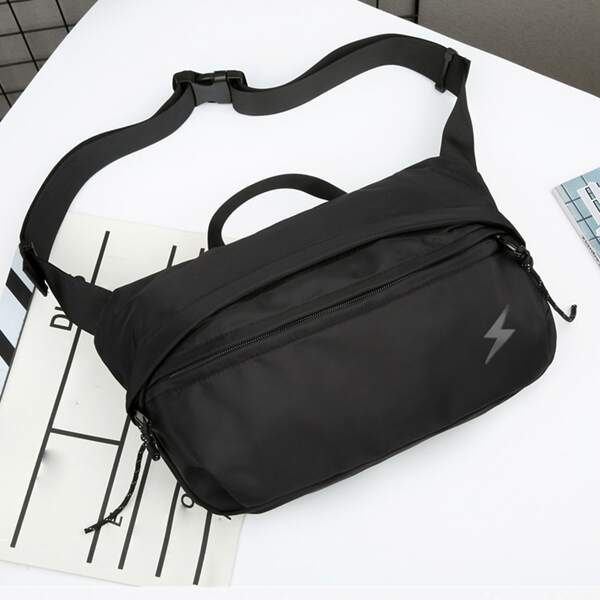 

Men Minimalist Square Bag, Black