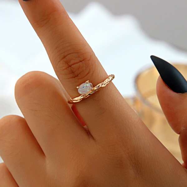 

Rhinestone Decor Ring, Gold