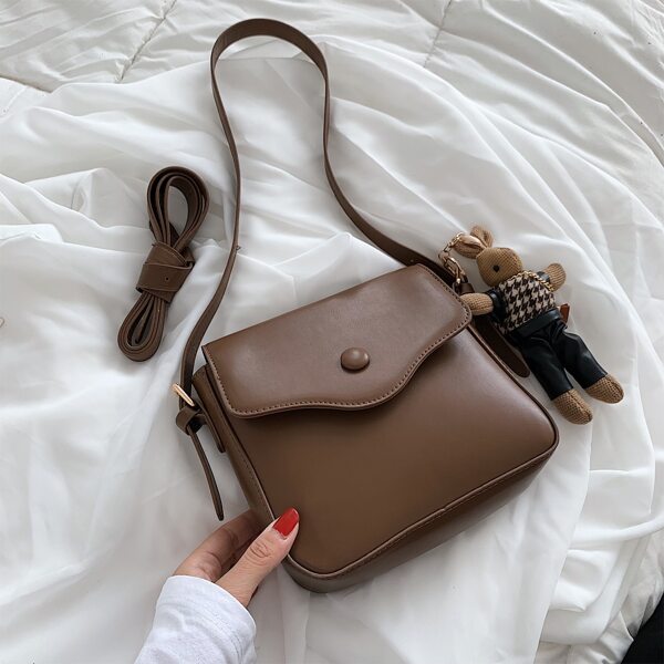 

Minimalist Flap Square Bag, Coffee brown