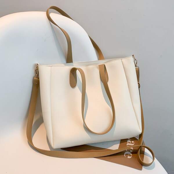 

Minimalist Shoulder Tote Bag, White