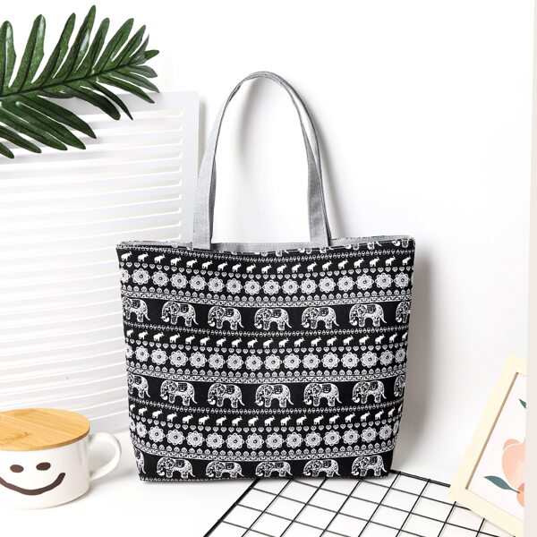 

Two Tone Graphic Shoulder Tote Bag, Multicolor