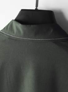 Manfinity Homme Men Solid Button Up Plain Shirt - Army Green - View 6