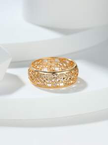 Vanel قطعة واحدة خاتم مجوهرات للنساء على طراز القصر العتيق مُفرَّغ بزهرة مُثبتة بحجر المكعب هدية عيد الأم و عيد الأم