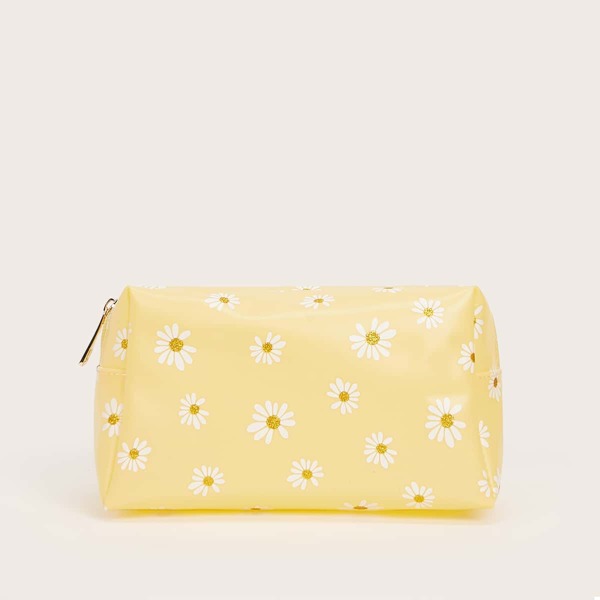 

Flower Pattern Square Makeup Bag, Yellow