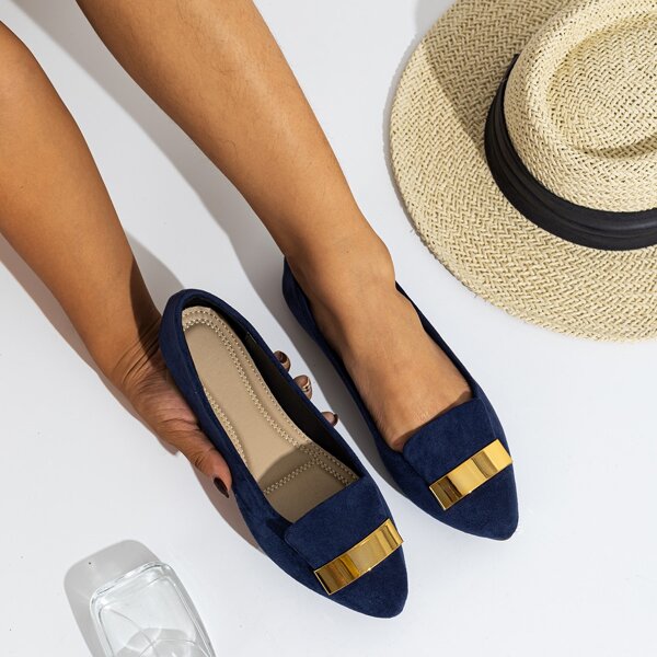 

Metallic Decor Ballet Flats, Blue