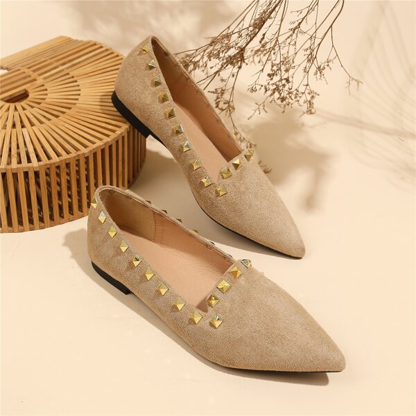 

Studded Decor Slip On Loafers, Khaki
