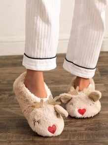 Christmas Design Novelty Slippers - Beige - View 3