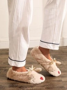 Christmas Design Novelty Slippers - Beige - View 4
