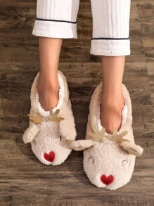 Christmas Design Novelty Slippers - Beige - View 1