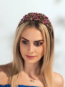 水鑽裝飾華麗髮箍 - 彩色 - 查看 3