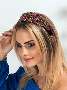 水鑽裝飾華麗髮箍 - 彩色 - 查看 4