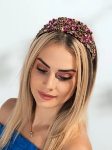 水鑽裝飾華麗髮箍 - 彩色 - 查看 5