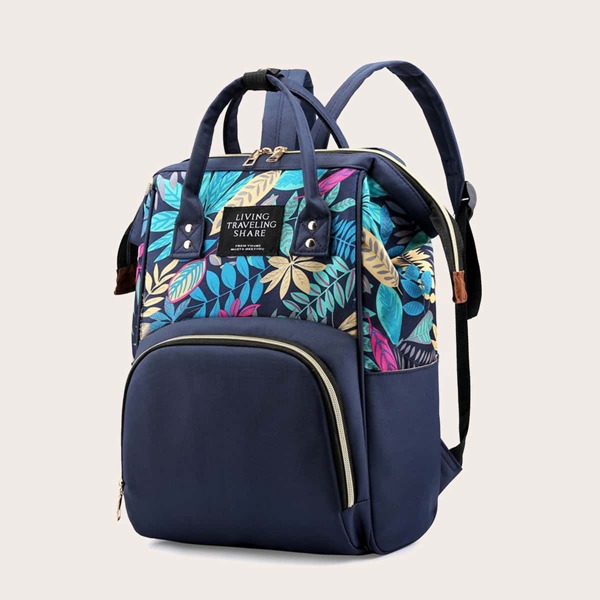 

Leaf Graphic Backpack, Blue
