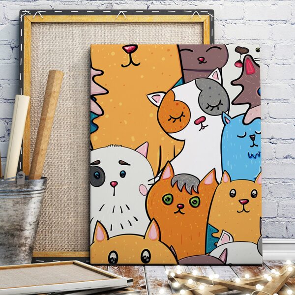 

Cartoon Cat Print Hanging Painting, Multicolor
