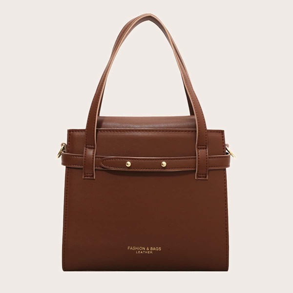 

Letter Graphic Satchel Bag, Brown