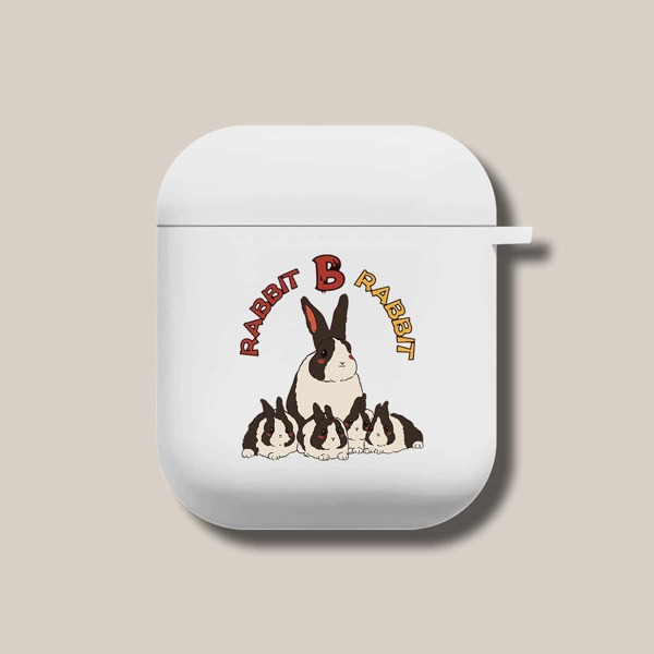 

Cartoon Rabbit Pattern Case For Airpods, White